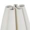 White Ceramic Abstract Ribbed Dimensional Concaved Vase with Floral Shaped Rim